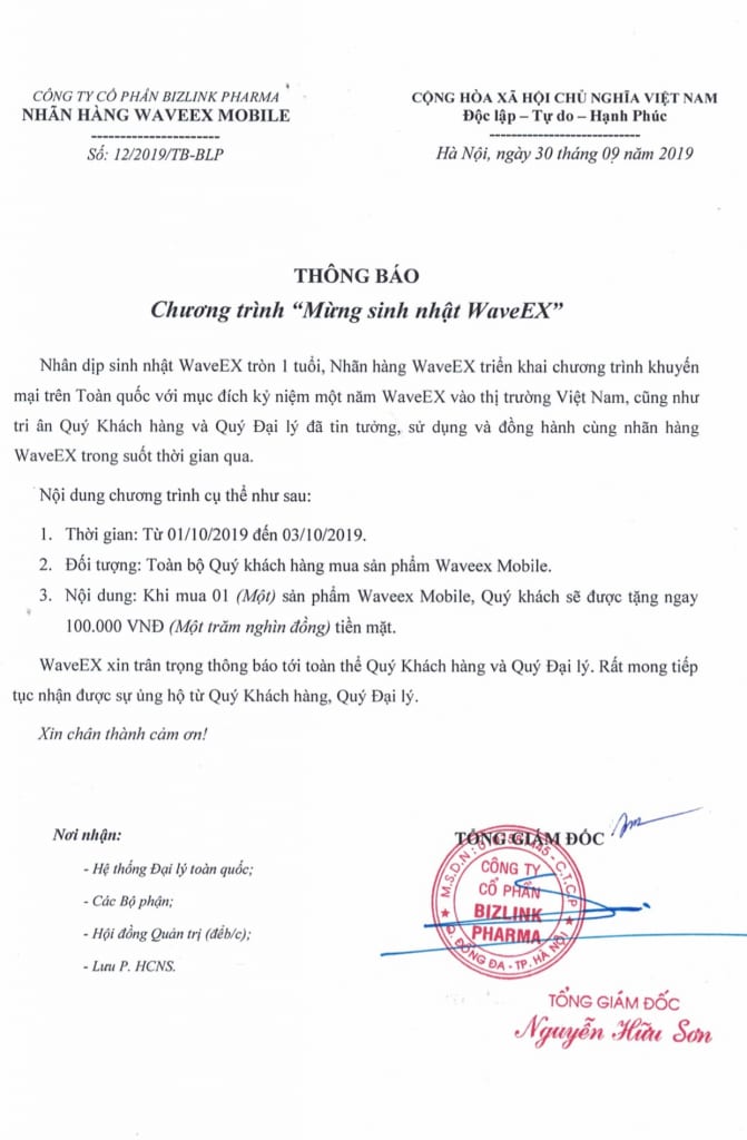 Quyết định quà tặng mừng sinh nhật 1 tuổi Chip Waveex có mặt tại Việt Nam